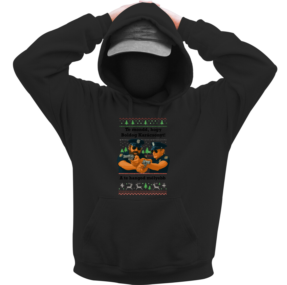 Kapucnis belebújós pulóver