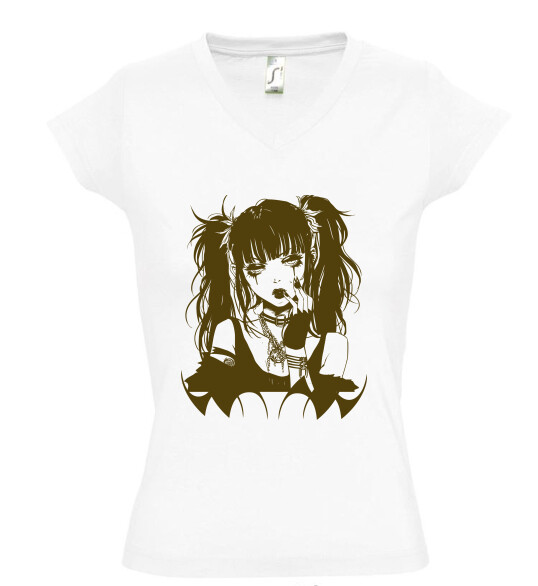 Női V nyakú póló