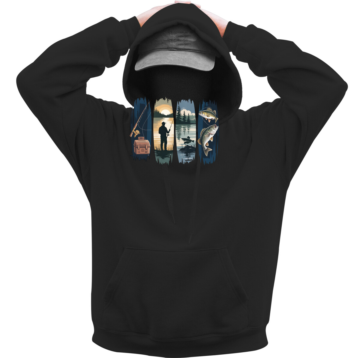 Kapucnis belebújós pulóver