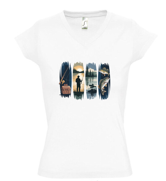 Női V nyakú póló