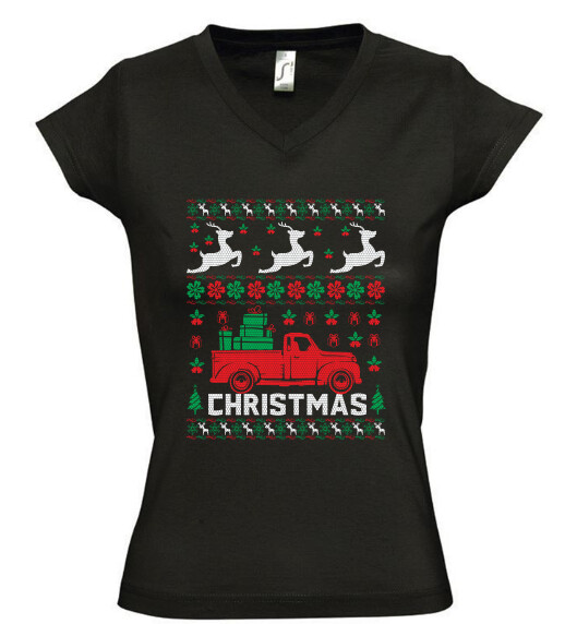 Női V nyakú póló