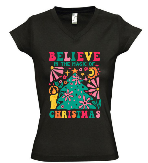 Női V nyakú póló