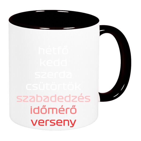 Színes fülű és belsejű bögre