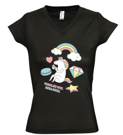 Női V nyakú póló