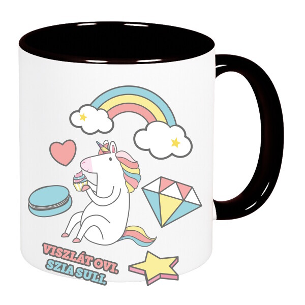 Színes fülű és belsejű bögre