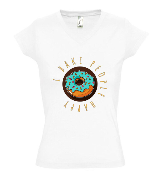 Női V nyakú póló