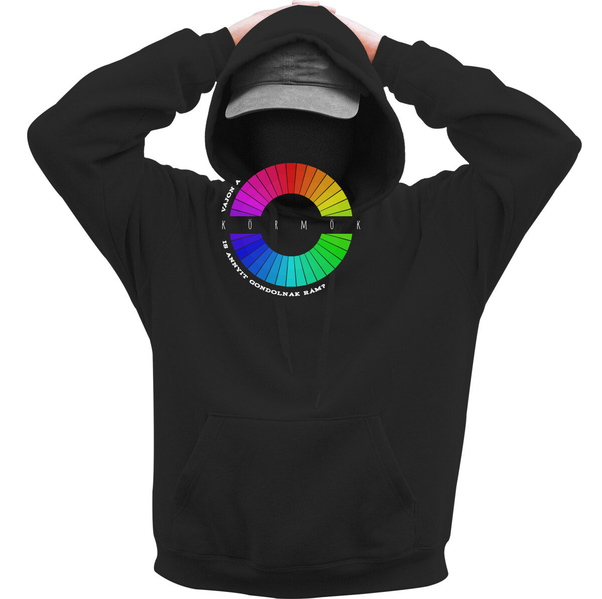 Kapucnis belebújós pulóver