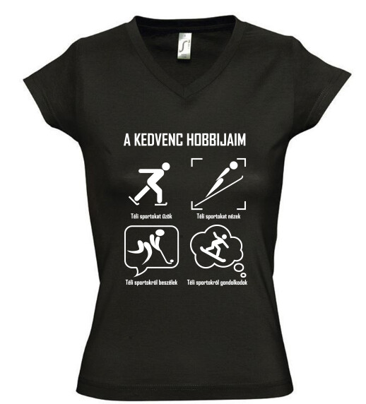 Női V nyakú póló