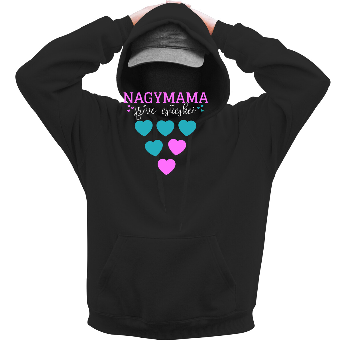 Kapucnis belebújós pulóver