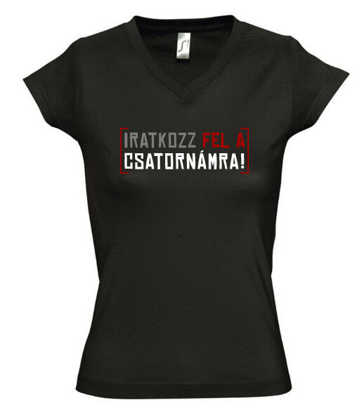 Női V nyakú póló