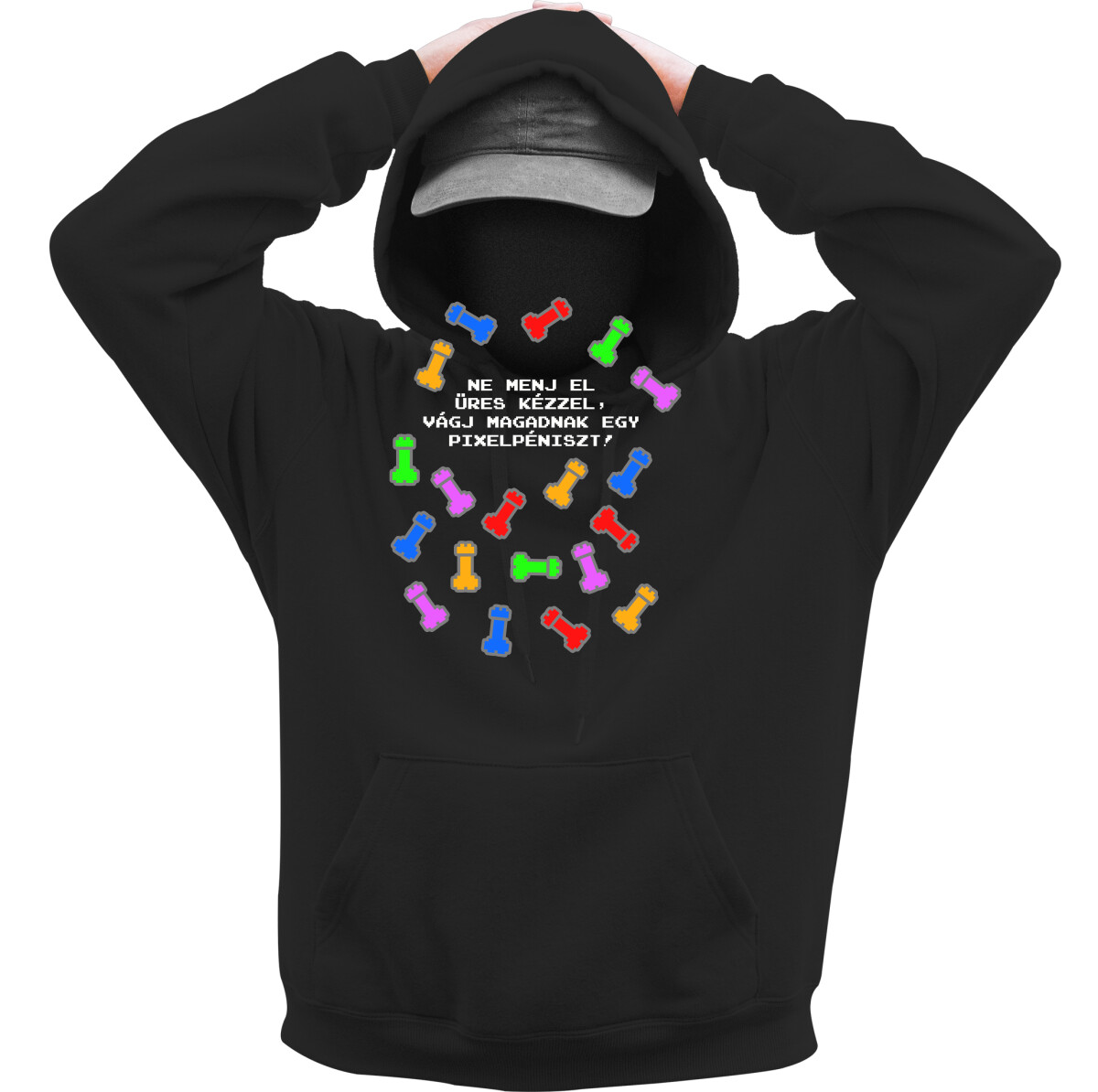 Kapucnis belebújós pulóver