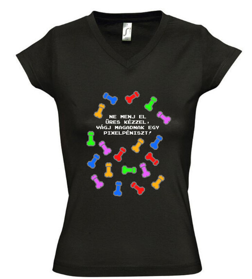 Női V nyakú póló