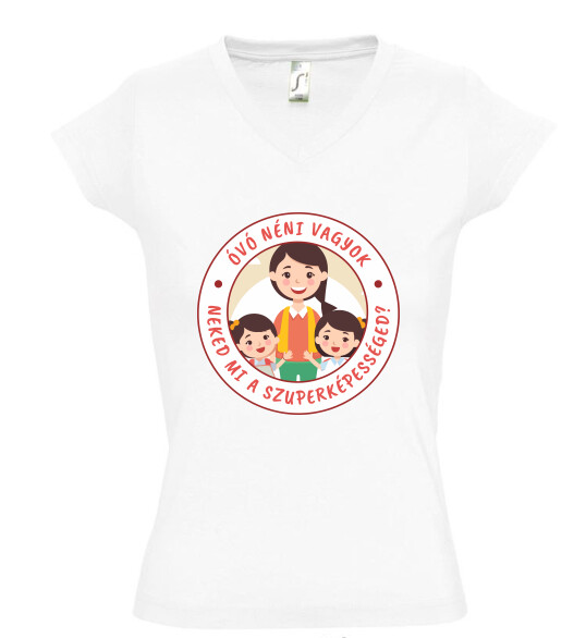 Női V nyakú póló