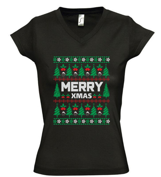 Női V nyakú póló