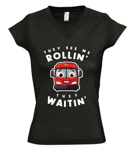 Női V nyakú póló