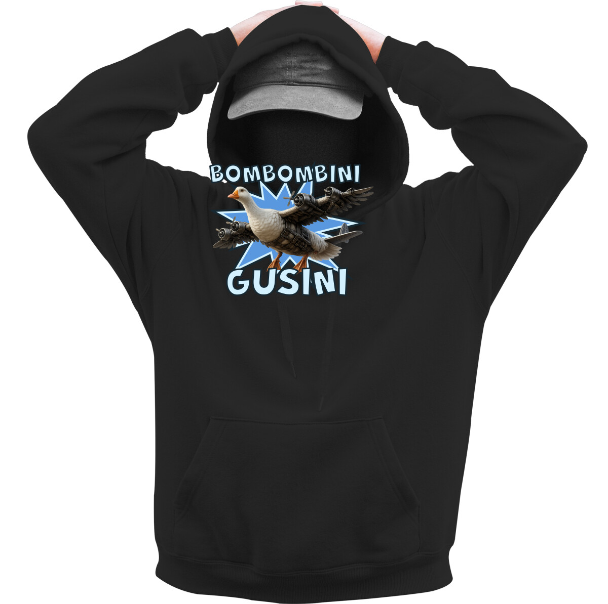 Kapucnis belebújós pulóver