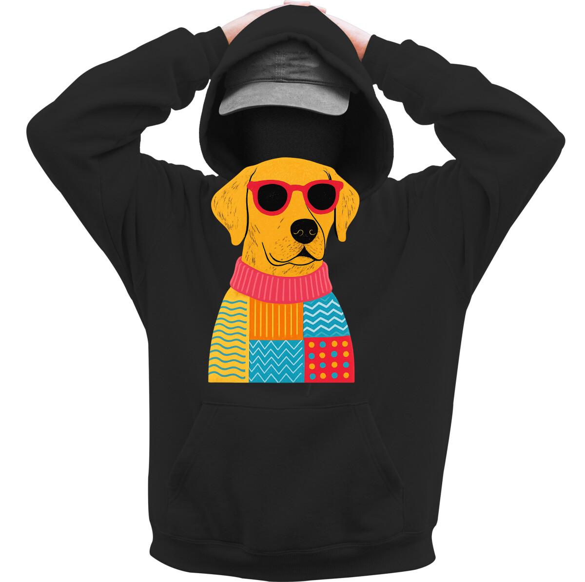 Kapucnis belebújós pulóver