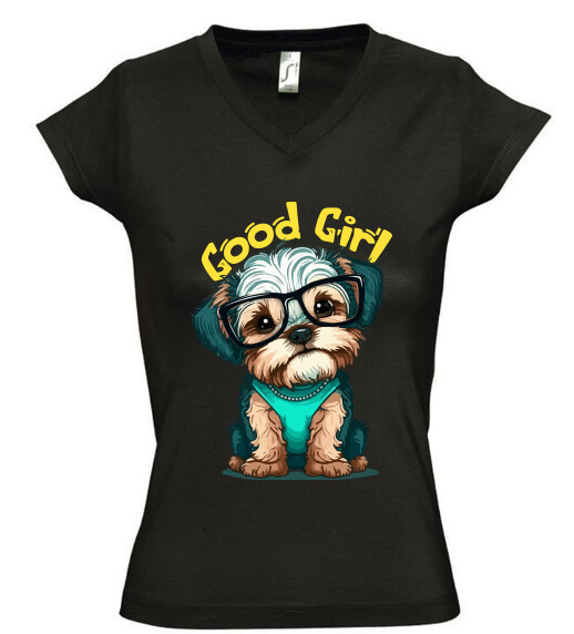 Női V nyakú póló