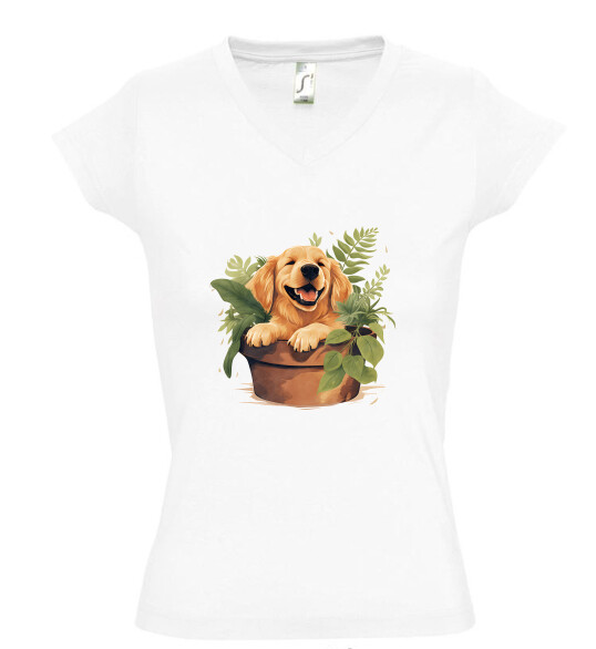 Női V nyakú póló