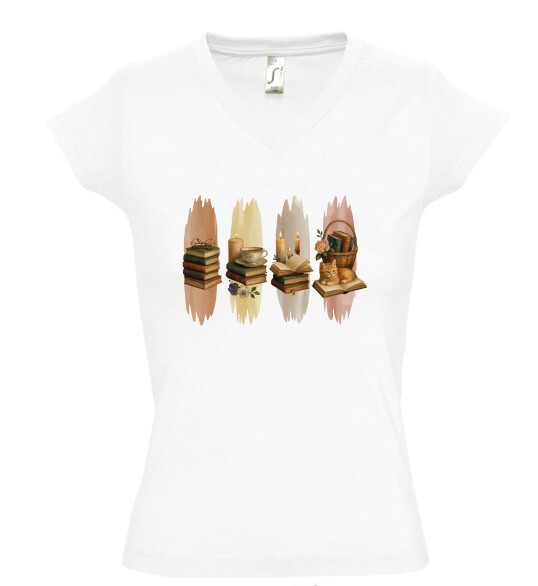 Női V nyakú póló