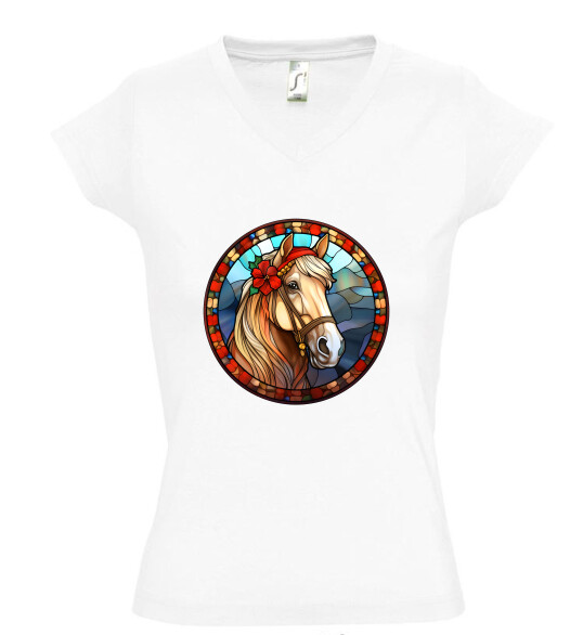 Női V nyakú póló