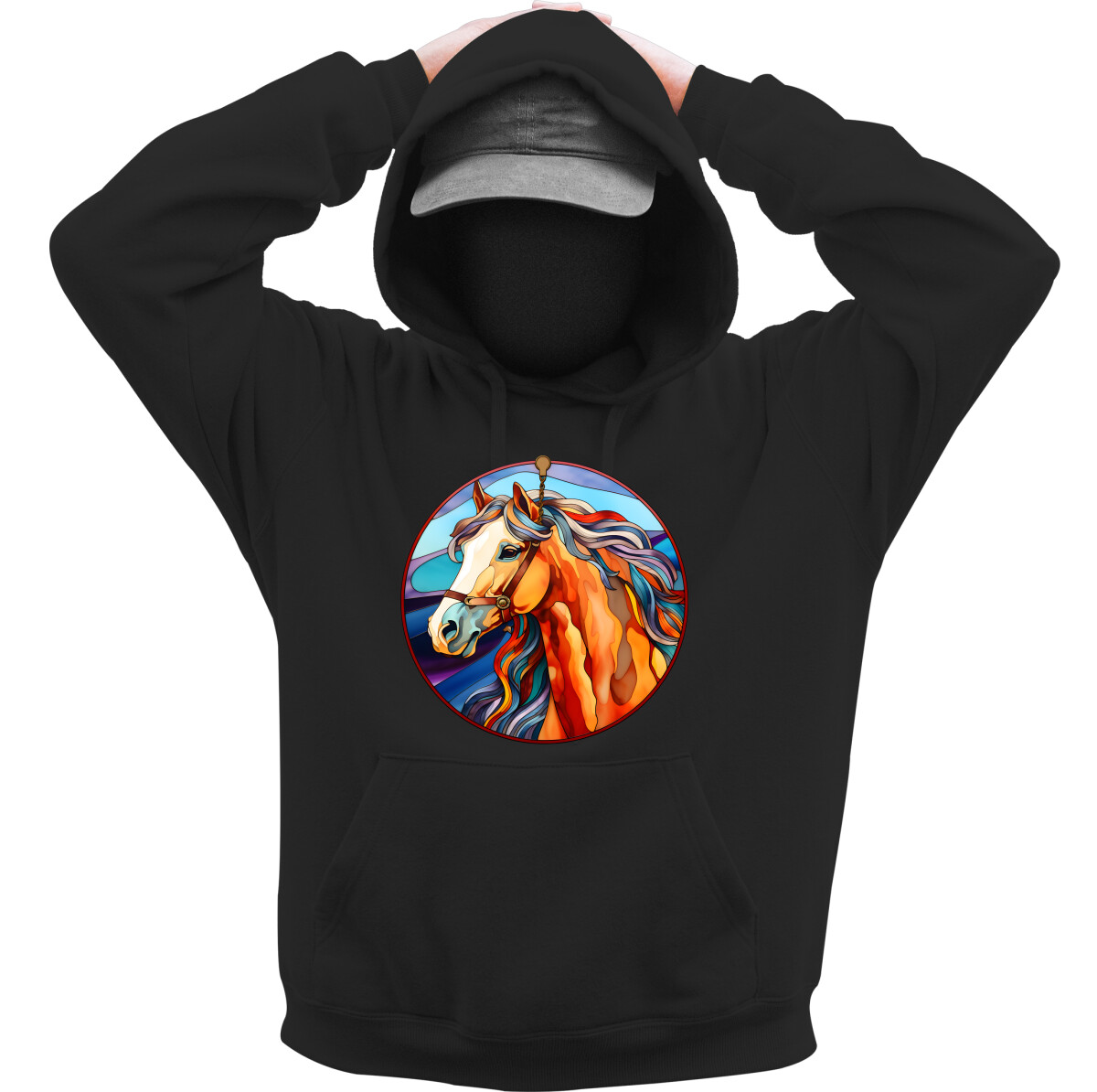 Kapucnis belebújós pulóver