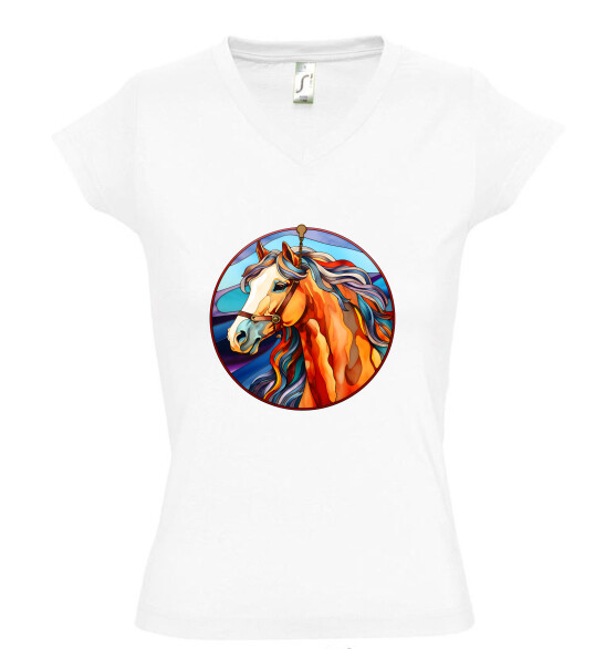 Női V nyakú póló