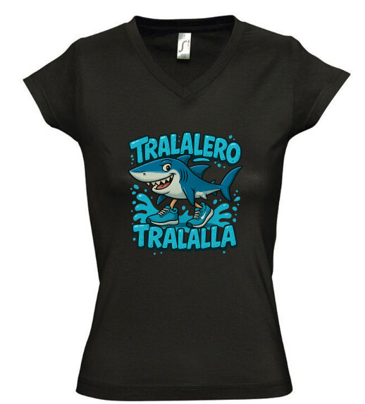 Női V nyakú póló