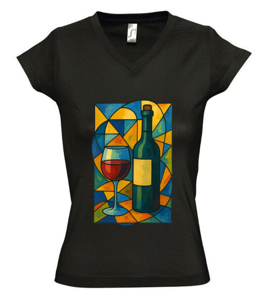 Női V nyakú póló