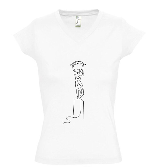 Női V nyakú póló