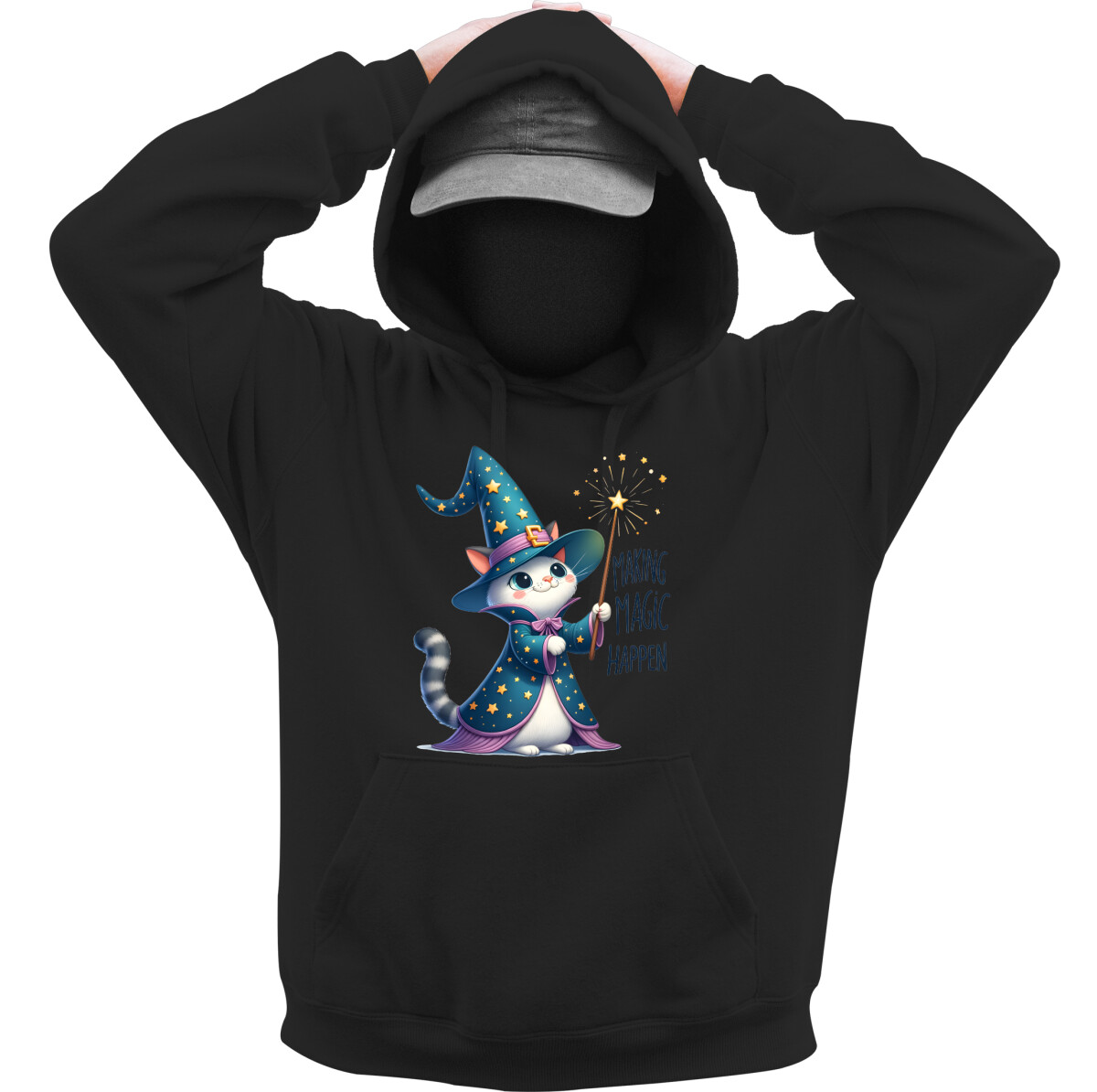 Kapucnis belebújós pulóver