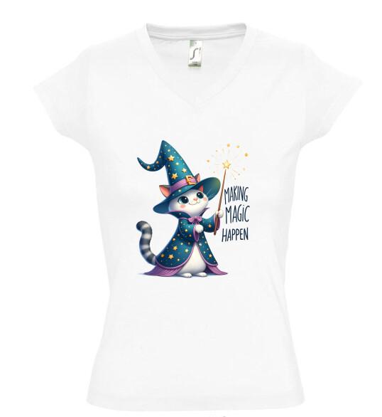 Női V nyakú póló