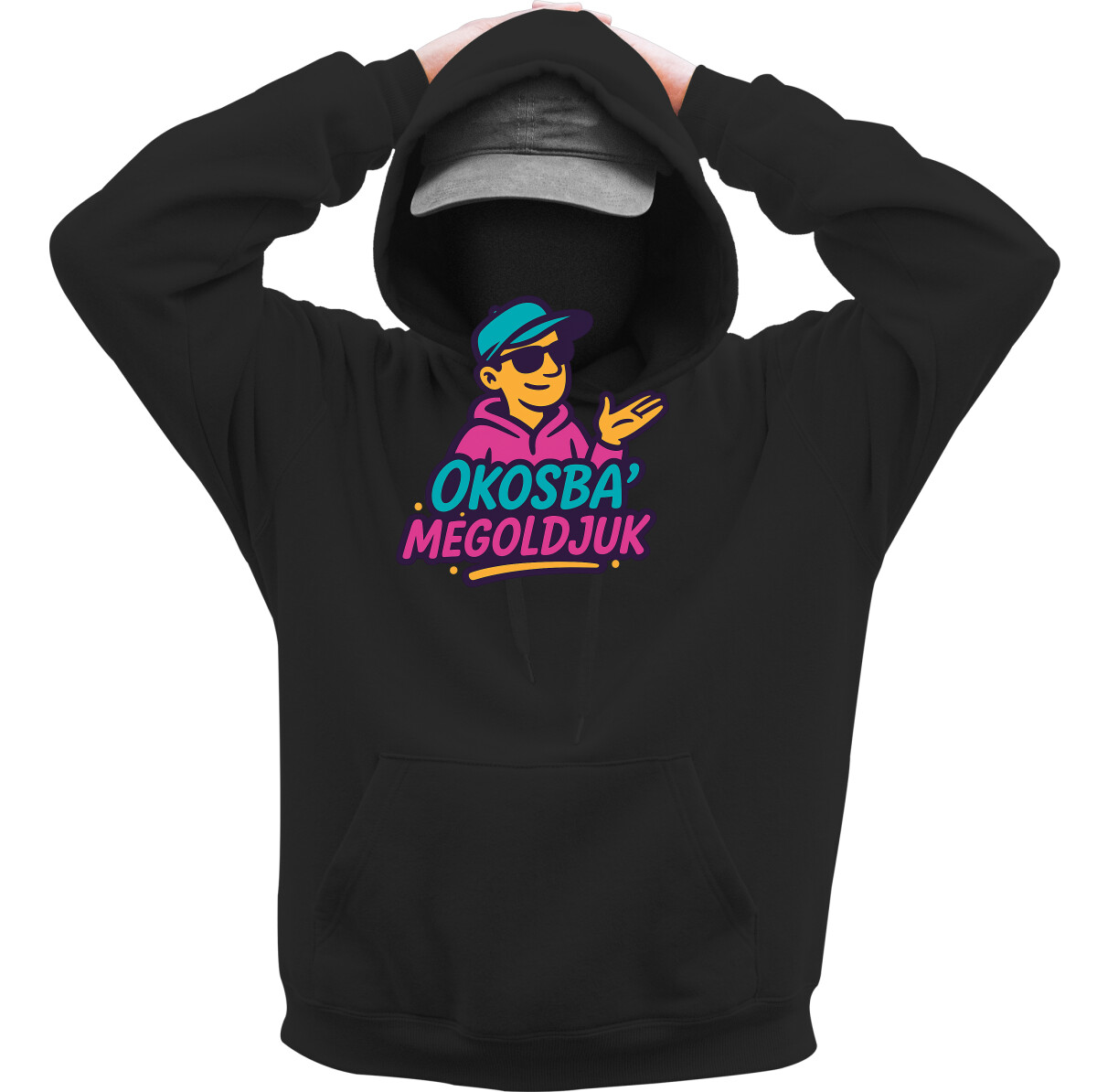 Kapucnis belebújós pulóver