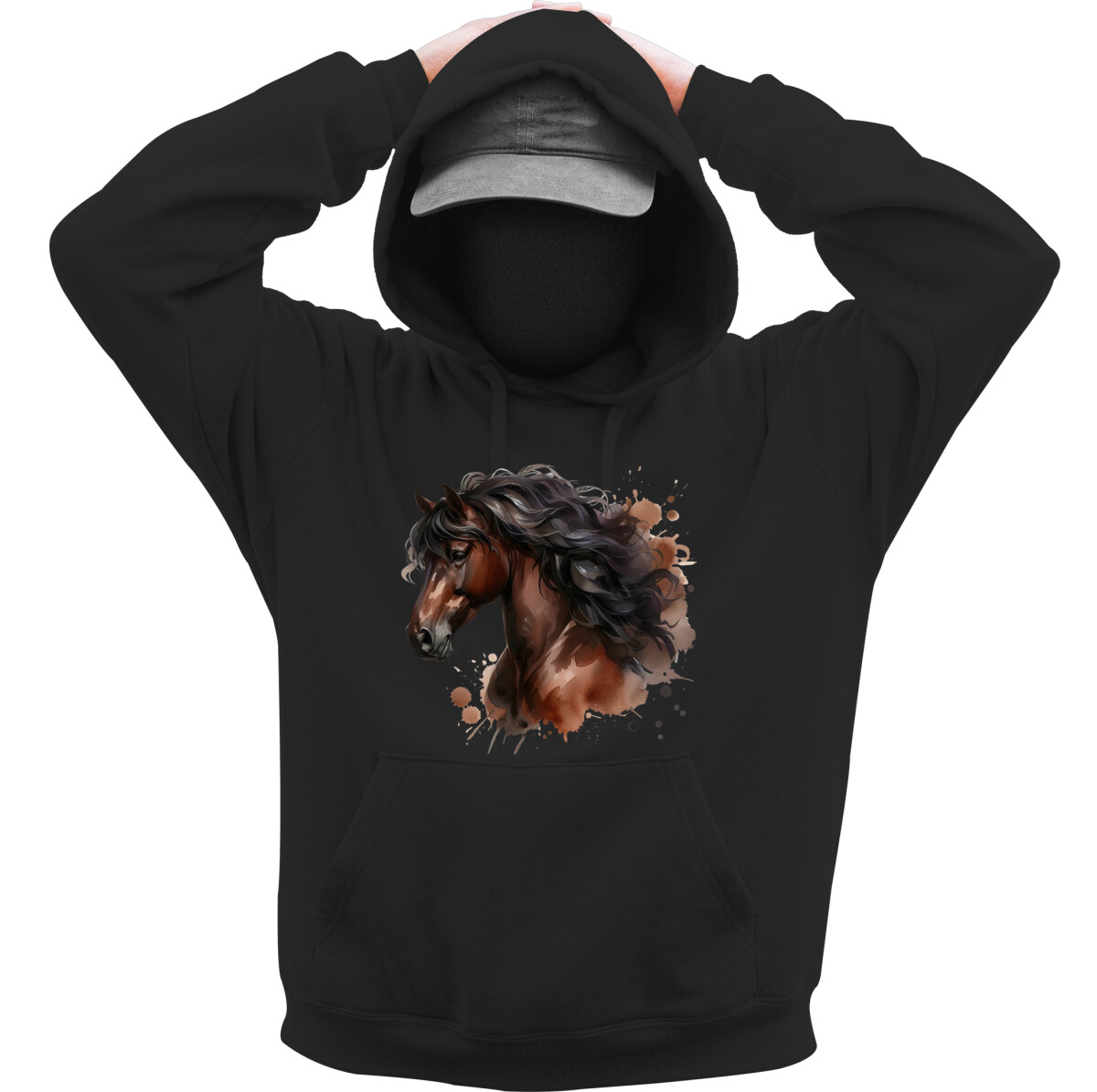 Kapucnis belebújós pulóver