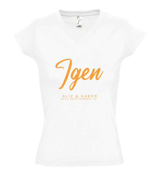 Női V nyakú póló
