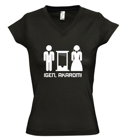 Női V nyakú póló