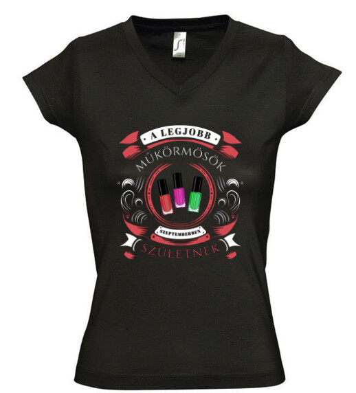Női V nyakú póló