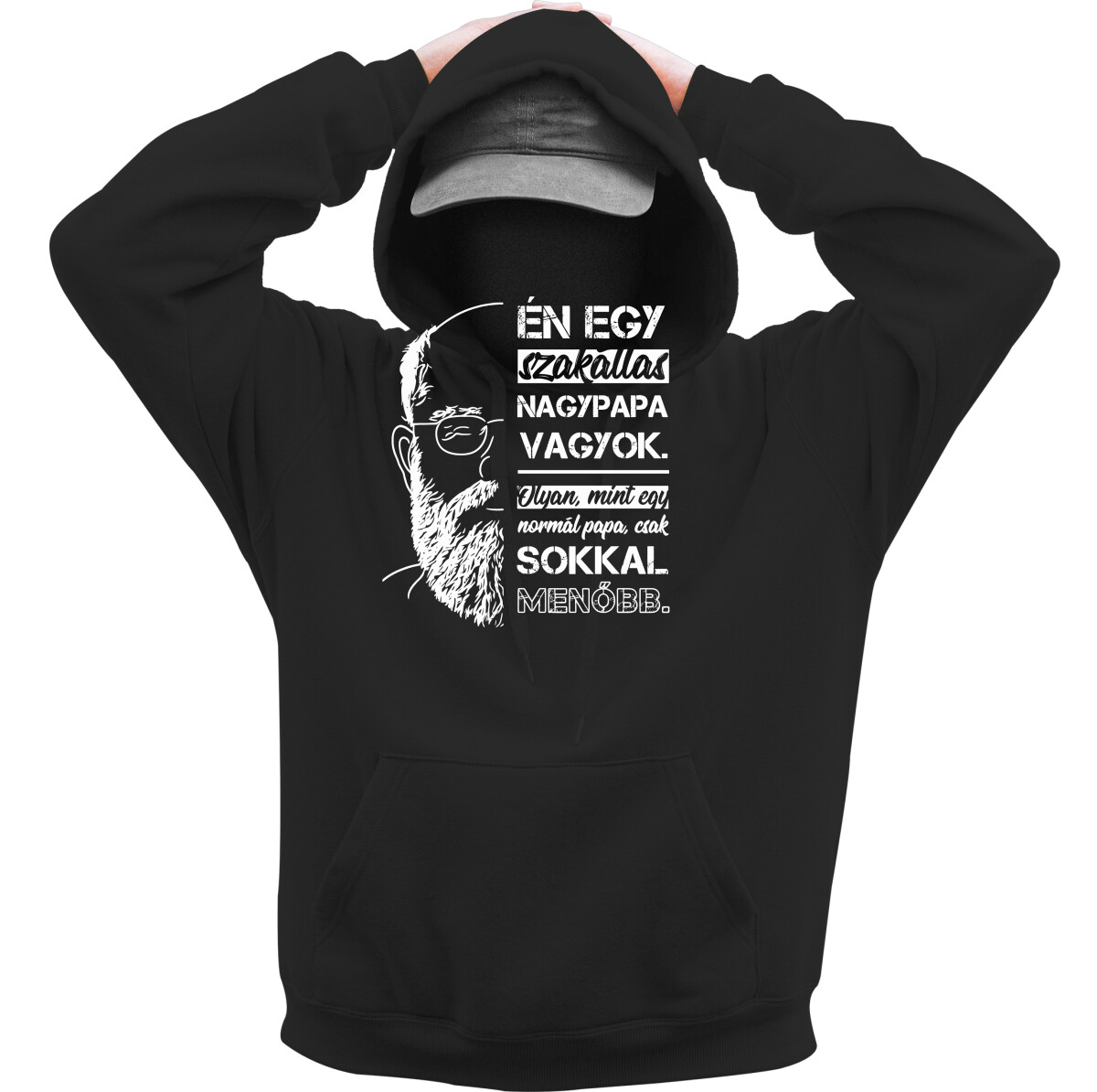 Kapucnis belebújós pulóver