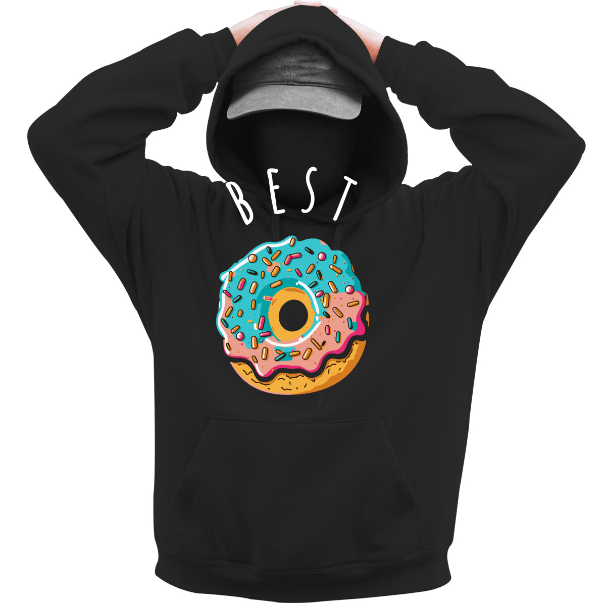 Kapucnis belebújós pulóver