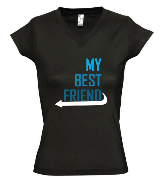 Női V nyakú póló