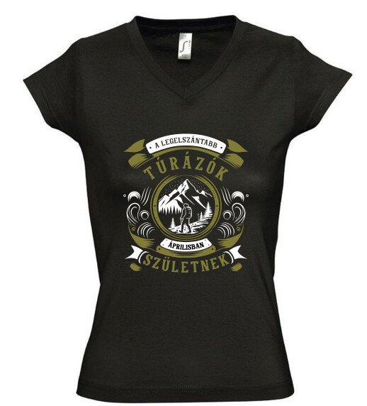 Női V nyakú póló