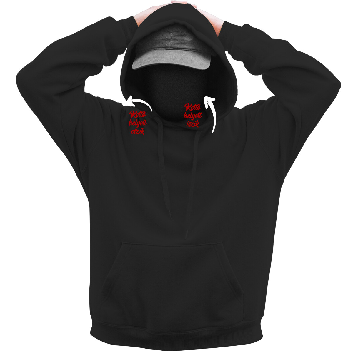 Kapucnis belebújós pulóver