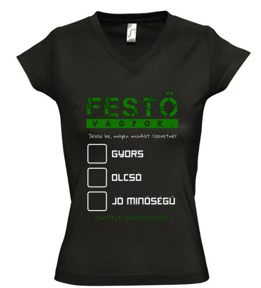 Női V nyakú póló