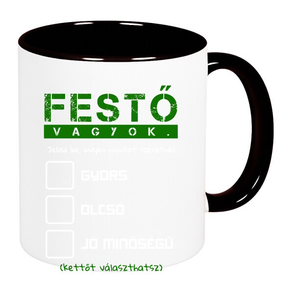 Színes fülű és belsejű bögre