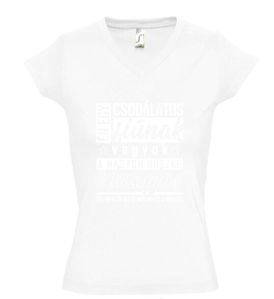 Női V nyakú póló