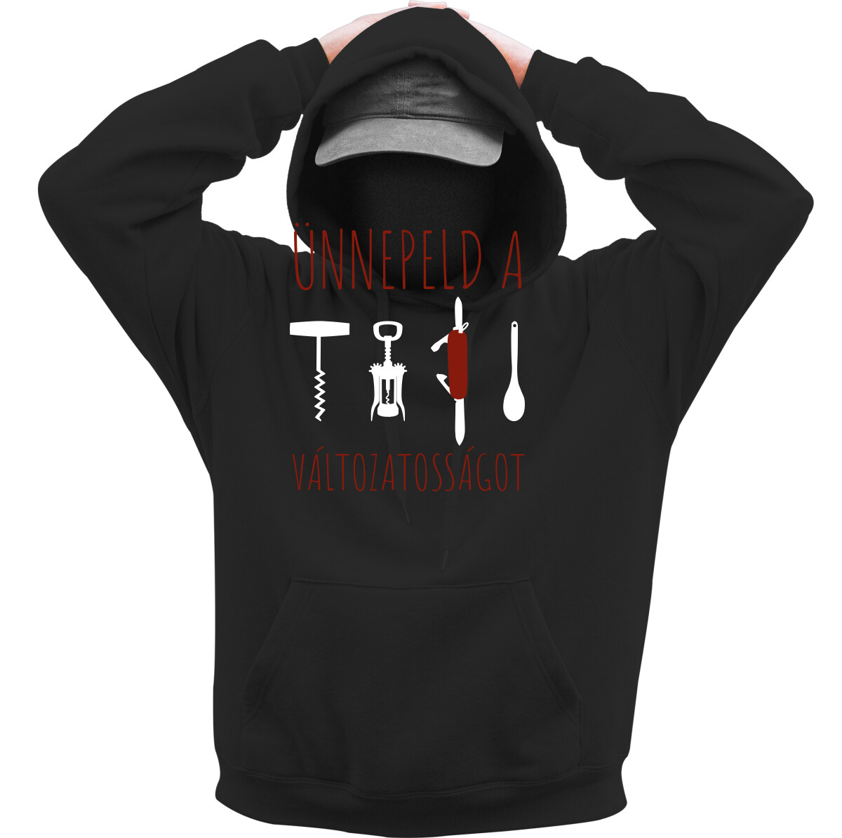 Kapucnis belebújós pulóver