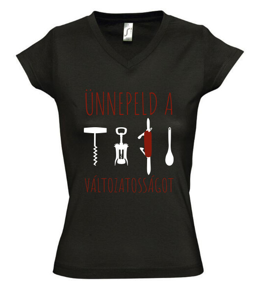 Női V nyakú póló