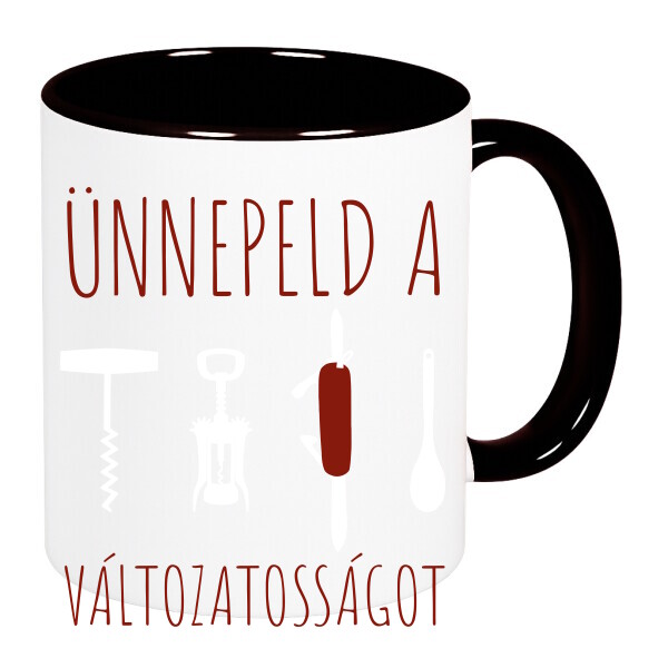 Színes fülű és belsejű bögre