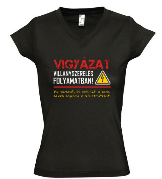 Női V nyakú póló