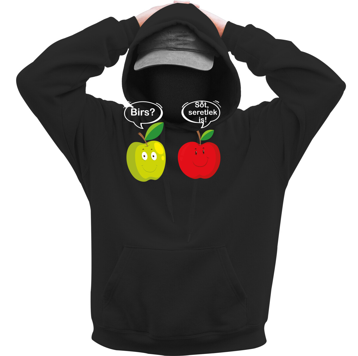 Kapucnis belebújós pulóver